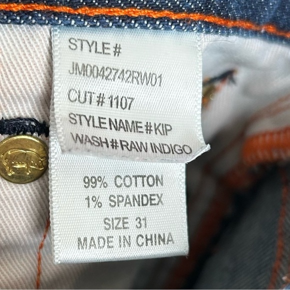 Jean Shop Raw Denim Jeans Kip in Raw Indigo Cut 1107 Orange Line  Size 31 Medium - Picture 7 of 9